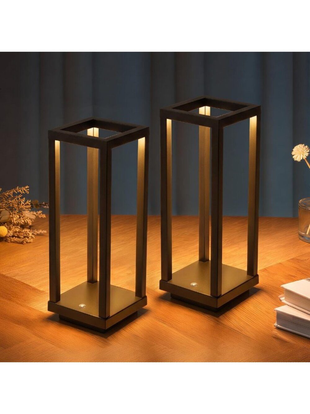 Set of 2 Cordless Waterproof LED Table Lamps - Stylish Outdoor Desk Lighting